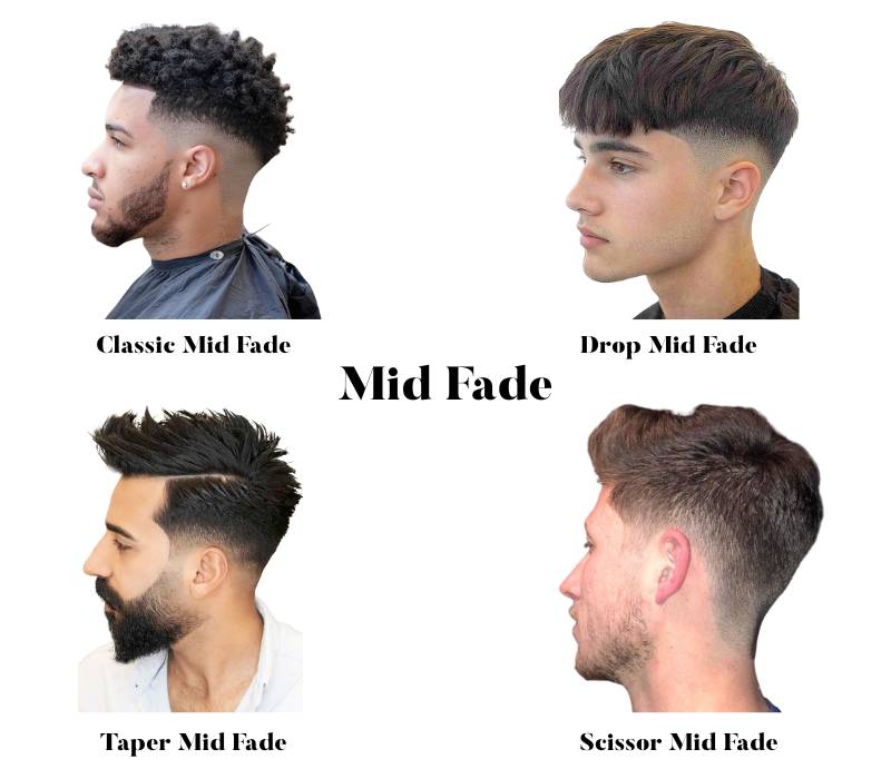types of fades for men: the Mid fade